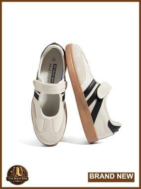 Women's Retro Suede Slip-On Sneakers Hook & Loop Walking Shoes